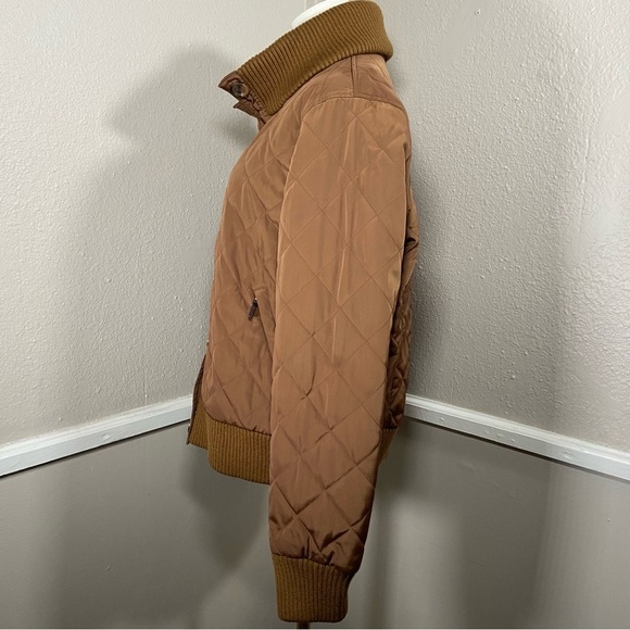 Vintage Talbots Bomber Jacket Brown Quilted Size Large - Picture 5 of 11